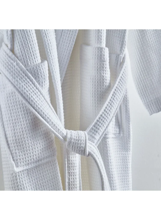 Home Box Luxe Waffle Terry Cotton Bathrobe - Large