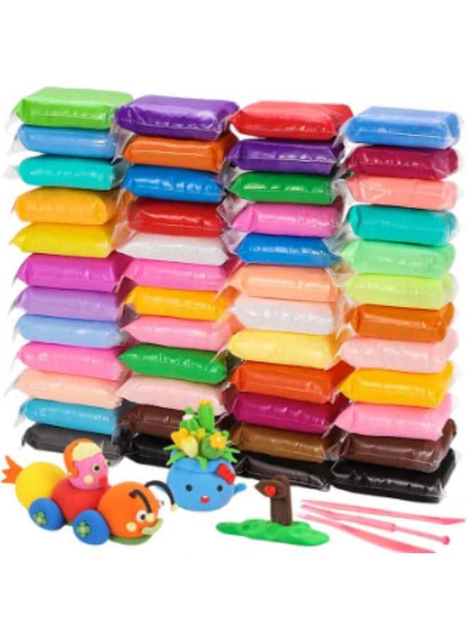 48 ألوان البلاستين مع 3 أدوات النحت ، الطين الجاف الهواء ، مجموعة الطين النمذجة ، DIY البلاستين لتعليم الأطفال - Image 1