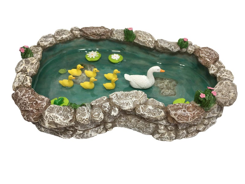 GlitZGlam Duck Pond -Mother and Ducklings! A Miniature Duck Pond for a Miniature Fairy Garden and Miniature Garden Accessories - Image 1