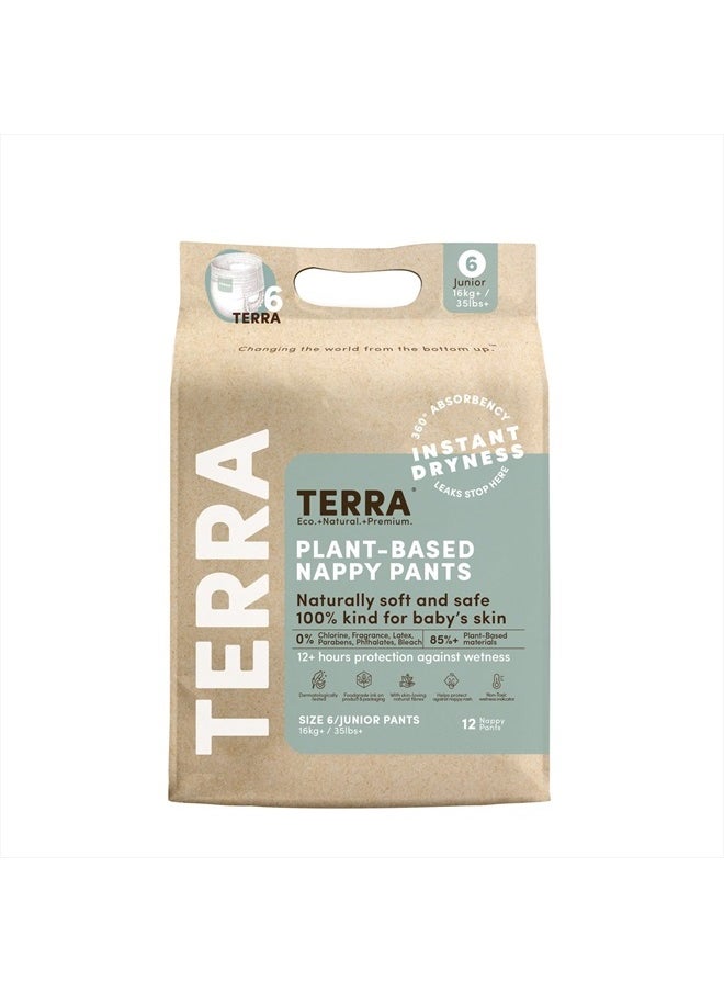 Terra - Size 6 Training Pants– 85% Plant Based Pull-Up Style Diapers, Ultra-Soft & Chemical-Free for Sensitive Skin, Superior Absorbency, Perfect Overnight Diapers, for Toddlers 35+ Pounds, 12 Count - Image 1