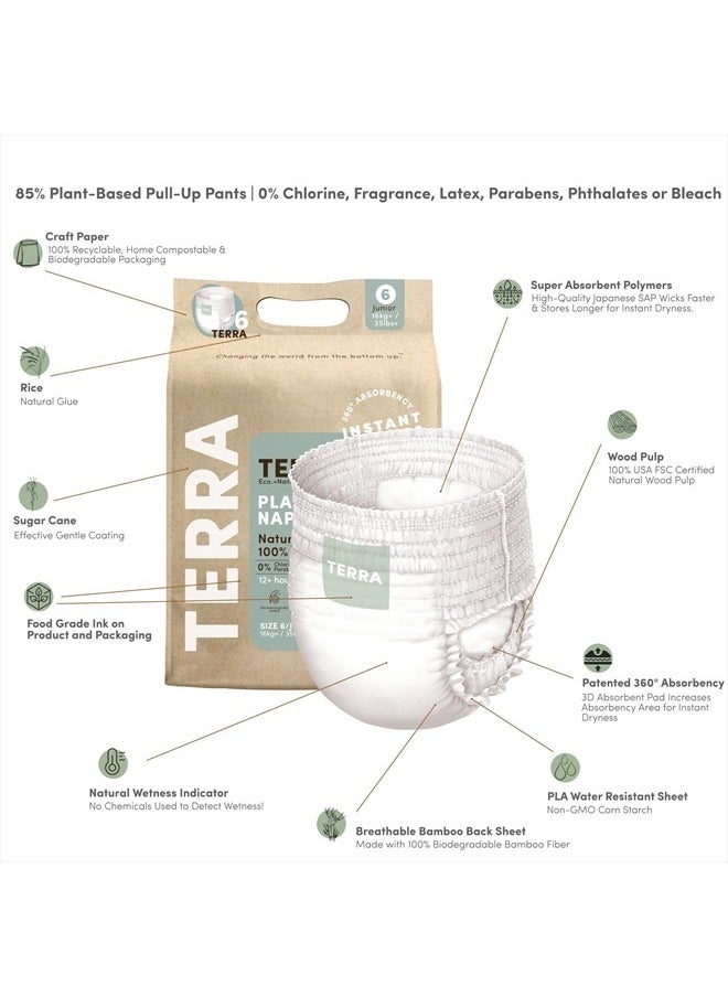 Terra - Size 6 Training Pants– 85% Plant Based Pull-Up Style Diapers, Ultra-Soft & Chemical-Free for Sensitive Skin, Superior Absorbency, Perfect Overnight Diapers, for Toddlers 35+ Pounds, 12 Count - Image 1