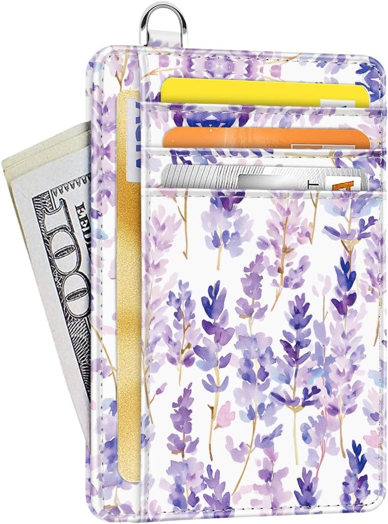 Coco Rossi Slim Credit Card Holder Wallet Women Thin Minimalist Card Organizer Case Cute Small ID Window Girl Ladies Womens Wallets, Lavender - Image 1