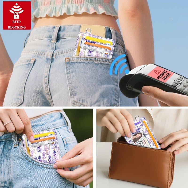 Coco Rossi Slim Credit Card Holder Wallet Women Thin Minimalist Card Organizer Case Cute Small ID Window Girl Ladies Womens Wallets, Lavender - Image 3