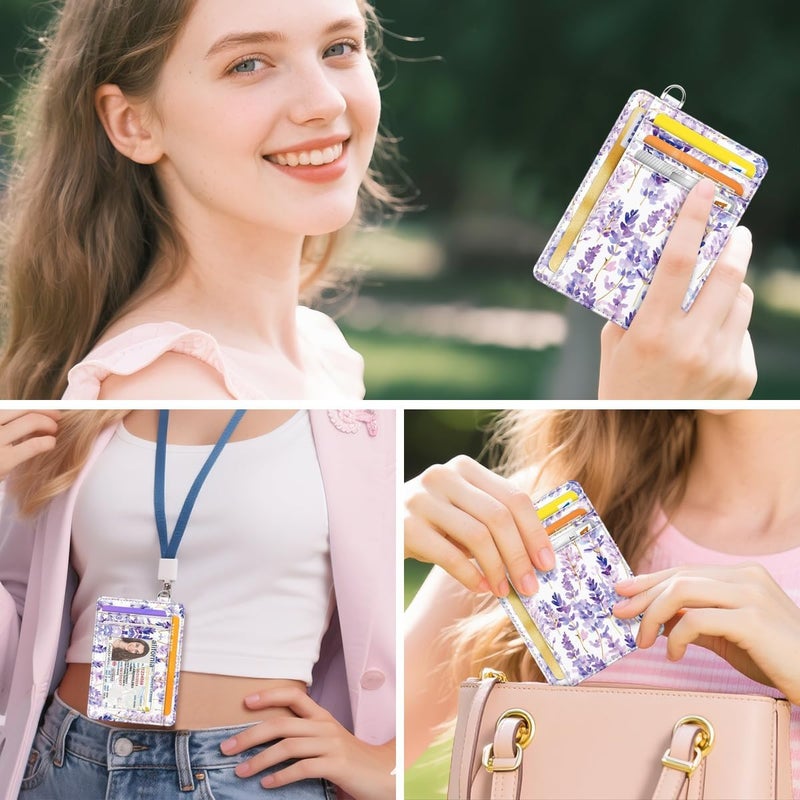 Coco Rossi Slim Credit Card Holder Wallet Women Thin Minimalist Card Organizer Case Cute Small ID Window Girl Ladies Womens Wallets, Lavender - Image 4