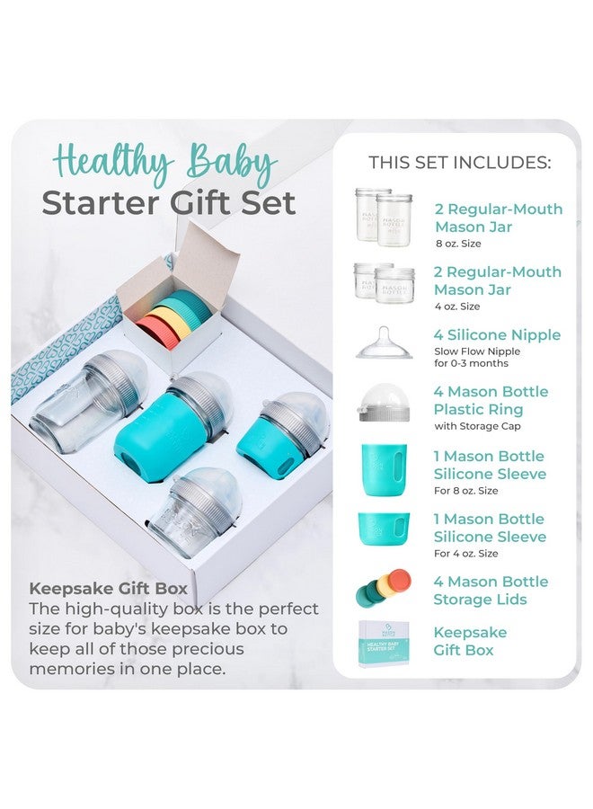 Mason Bottle Baby Glass Bottle & Breastmilk Storage Set - 4-Pack Includes 8oz & 4oz Bottles - BPA-Free, Non-Toxic, Anti-Colic - Image 2