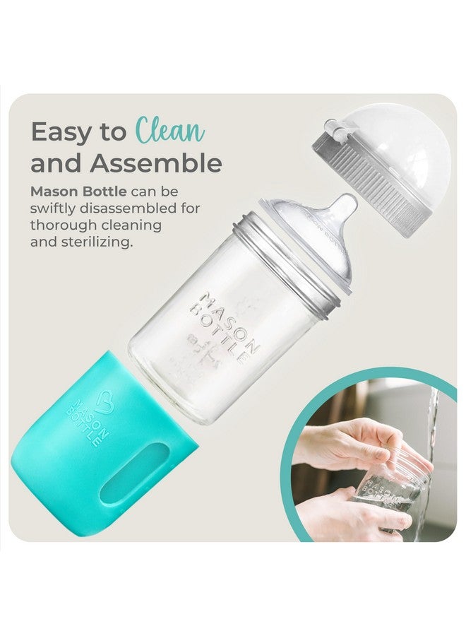 Mason Bottle Baby Glass Bottle & Breastmilk Storage Set - 4-Pack Includes 8oz & 4oz Bottles - BPA-Free, Non-Toxic, Anti-Colic - Image 3