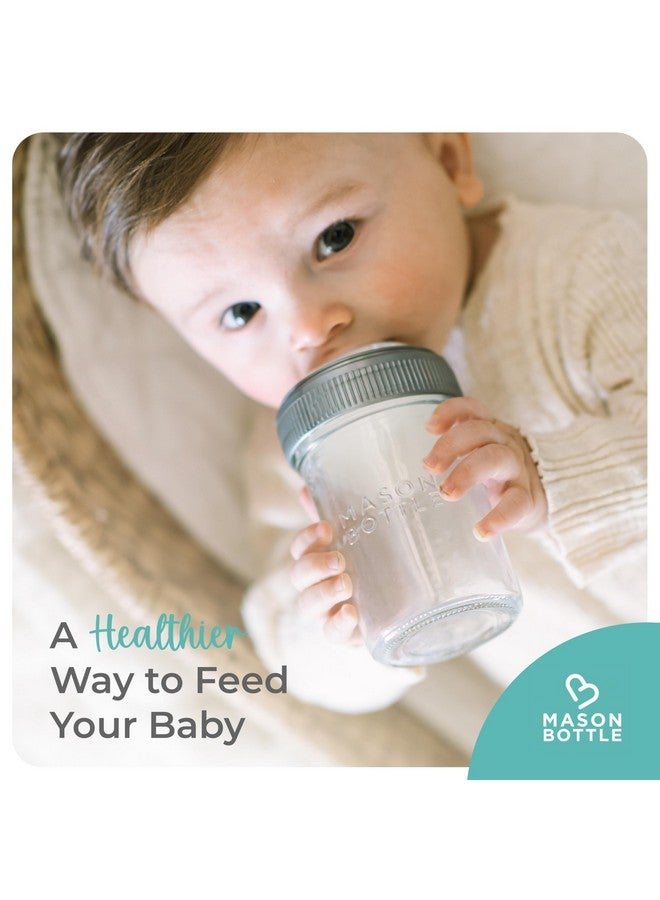 Mason Bottle Baby Glass Bottle & Breastmilk Storage Set - 4-Pack Includes 8oz & 4oz Bottles - BPA-Free, Non-Toxic, Anti-Colic - Image 5