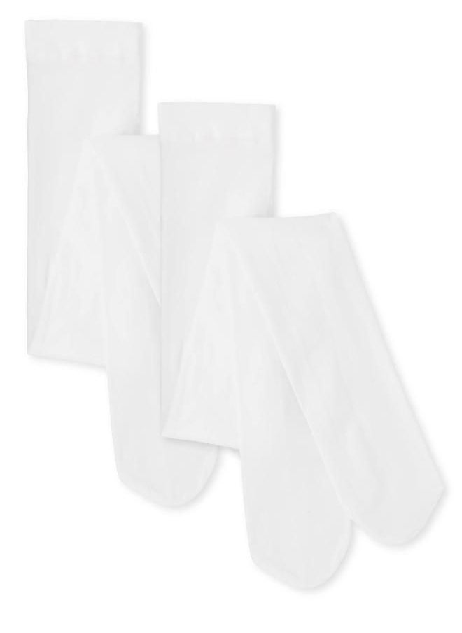 The Children's Place - The Children's Place Girls Tights, White 2-pack, 6-7 US - Image 1