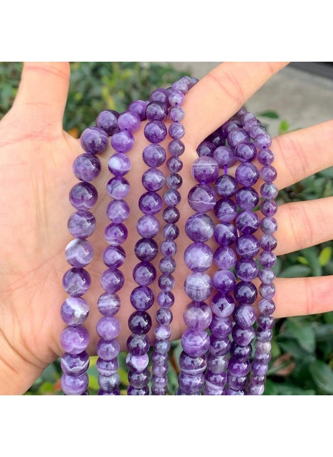 Adabele - 1 Strand Adabele Natural Banded Purple Amethyst Crystal Crystal Healing Gemstone 8Mm Round Loose Beads Gem Stone Spacer (44 47Pcs) For Jewelry Craft Making Gy31 8 - Image 1