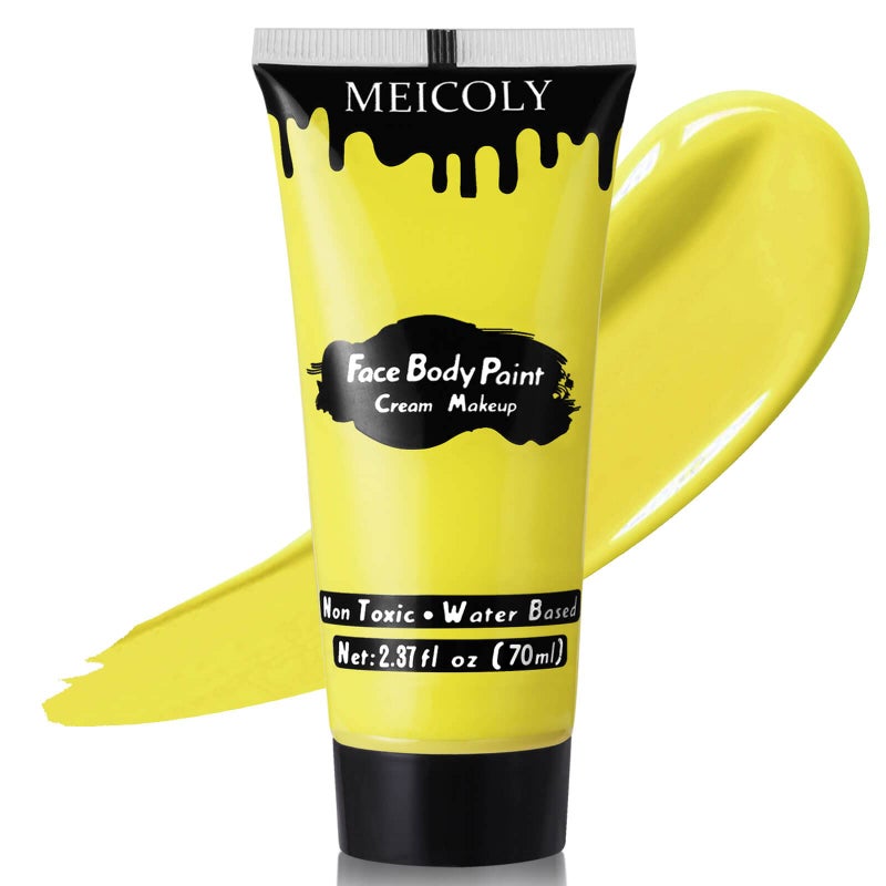 MEICOLY Yellow Face Body Paint237Oz Large Tube Water Based Washable Body PaintYellow Face Paint for Halloween Lion Tiger Cosplay MakeupProfessional Face Painting for Adults Kids