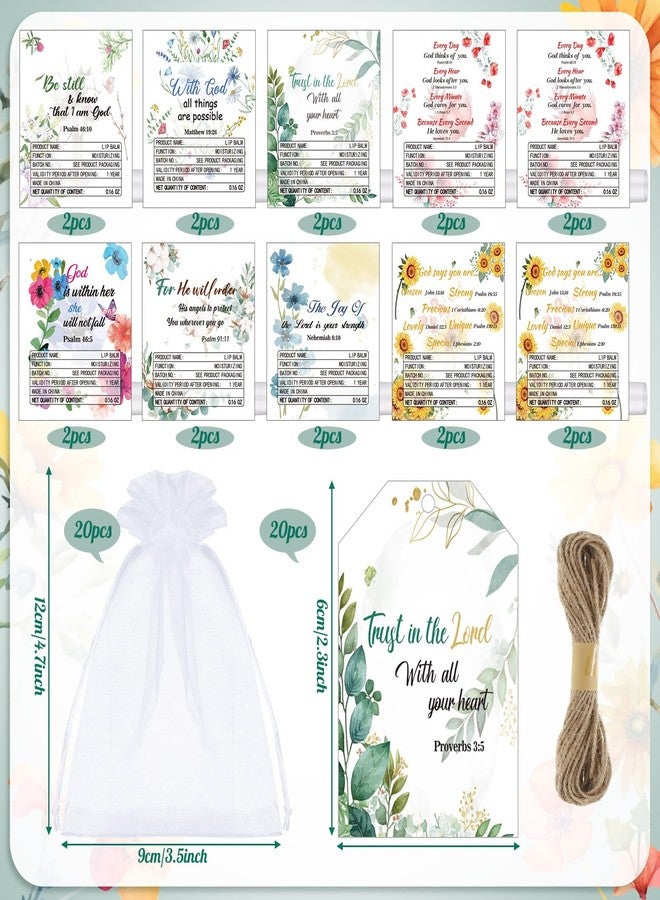 Sacubee 20 Set Christian Religious Gift Bulk for Women Mom Christian Lip Balm Bulk Church Party Favor Bible Verse Lip Balm with Scripture Inspirational Gift for Mother's Day Coworker Staff Employee - Image 2