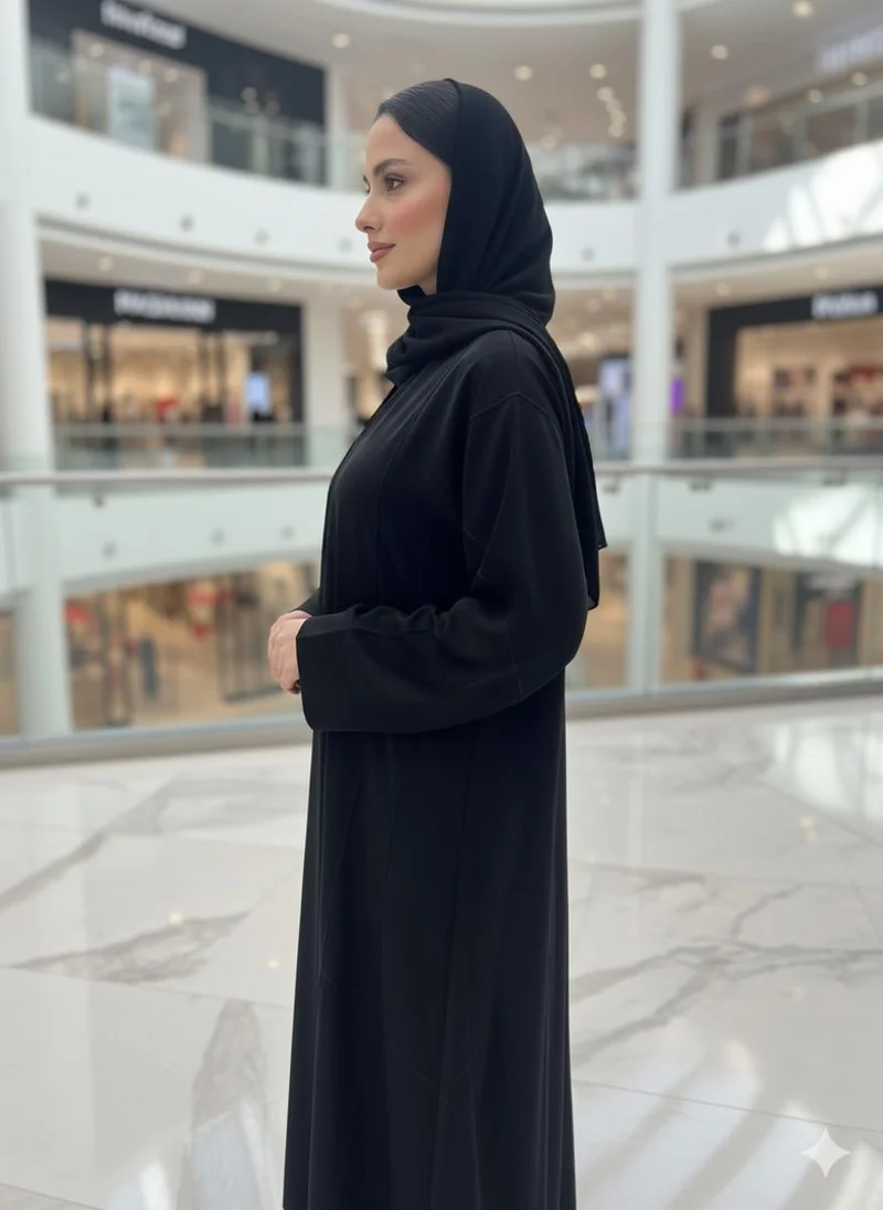 NUKHBAA Classic Black Nida Abaya-810