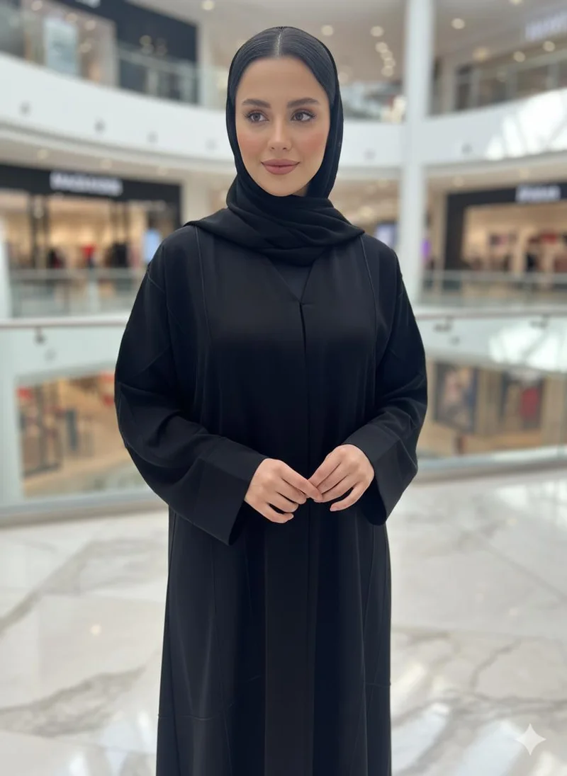 NUKHBAA  Classic Black Nida Abaya-810 for Women | Best Price UAE