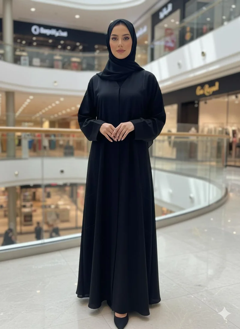 NUKHBAA Classic Black Nida Abaya-810