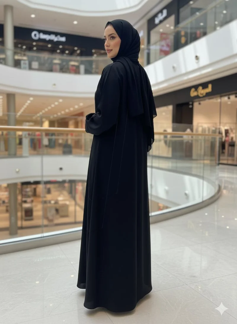NUKHBAA  Classic Black Nida Abaya-810 for Women | Best Price UAE
