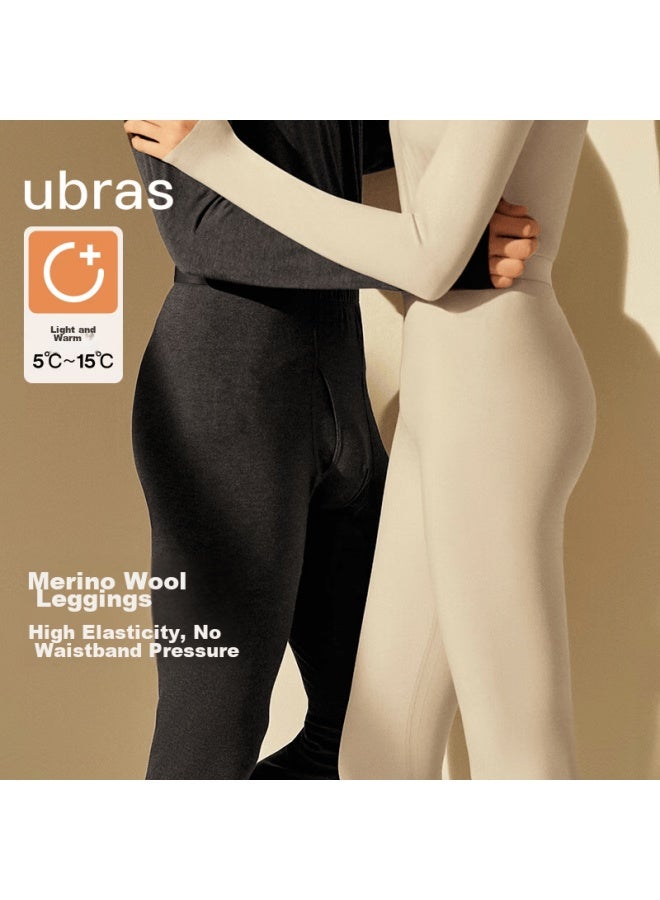 Ubras Down-filled Thermal Underwear With Wool, Women's Base Layer Pants, Autumn Pants, Light Warmth, Jet Black, XL - Image 1