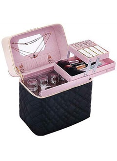 Leather 2 Slider Make Up Cosmetic And Jewellery Storage Box And Organizer With Separate Vanity Compartment Jewellery With Make Up Mirror (Black Travel Kit) - pzsku/Z421420351D58F2A006F2Z/45/_/1730727292/12fe5878-4440-41c9-8012-646045db4d01