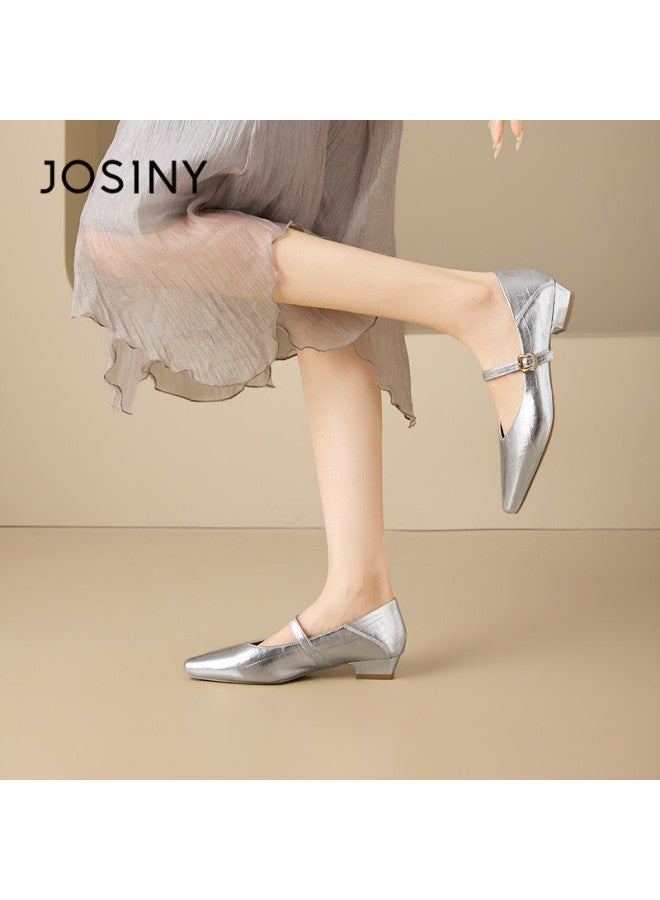 Josiny French Pointed-toe Mary Jane Shoes Women's 2026 Spring New Style Chunky Heel Low-cut Flats To Match Skirts - Image 5