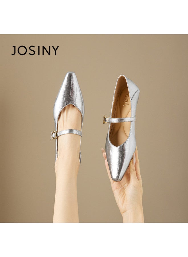 Josiny French Pointed-toe Mary Jane Shoes Women's 2026 Spring New Style Chunky Heel Low-cut Flats To Match Skirts - Image 4