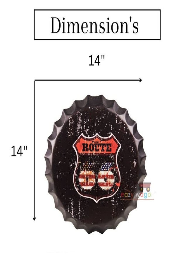 EAZYWAGON Decorative Metal Bottle Caps Wall Sign Plates - 14X14 Inches - Us Route66 | Metal Sign Hanging Bottle Cap for Home, Bar & Cafe Decoration | Retro & Vintage Scratch Look Wall Plaques - Image 4