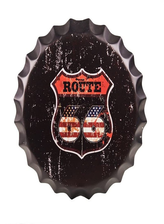 EAZYWAGON Decorative Metal Bottle Caps Wall Sign Plates - 14X14 Inches - Us Route66 | Metal Sign Hanging Bottle Cap for Home, Bar & Cafe Decoration | Retro & Vintage Scratch Look Wall Plaques - Image 1