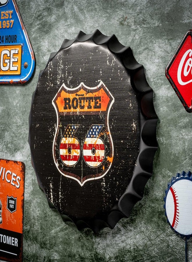 EAZYWAGON Decorative Metal Bottle Caps Wall Sign Plates - 14X14 Inches - Us Route66 | Metal Sign Hanging Bottle Cap for Home, Bar & Cafe Decoration | Retro & Vintage Scratch Look Wall Plaques - Image 2