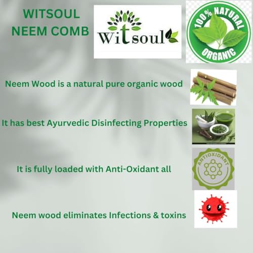 WITSOUL Neem Wood Comb Anti-Dandruff Comb For Men And Women Brown (SET OF 2) - Image 5