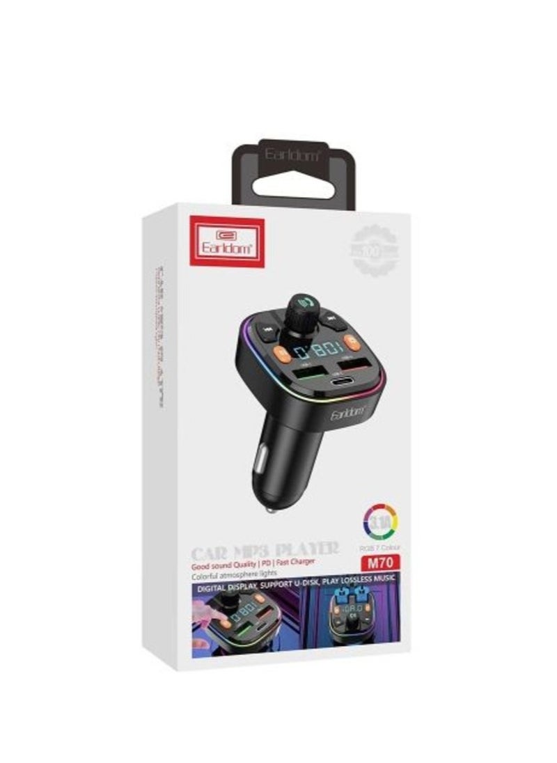 محول موسيقى ومشغل MP3 وراديو السيارة EARLDOM M70 وشاحن USB مزدوج للسيارة