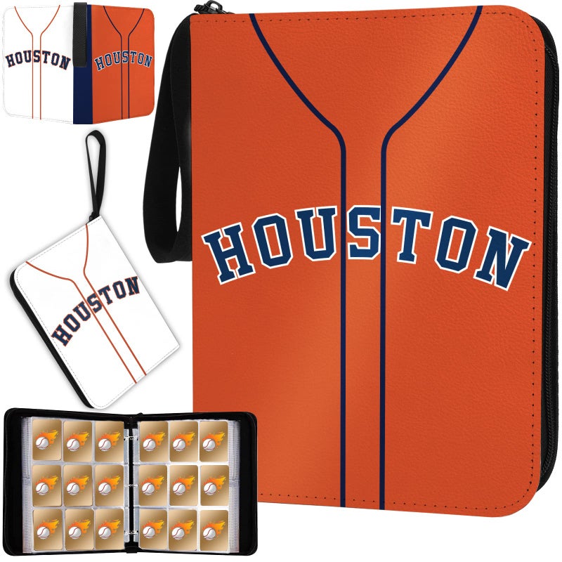 KivolFun Baseball Card Binder with Sleeves 900 Pocket  Houston Baseball Card Holder for Trading Cards Baseball Collector Album Sports Card 3 Ring Binder Storage Book Folder Organizer for Kids Gift  - Image 1