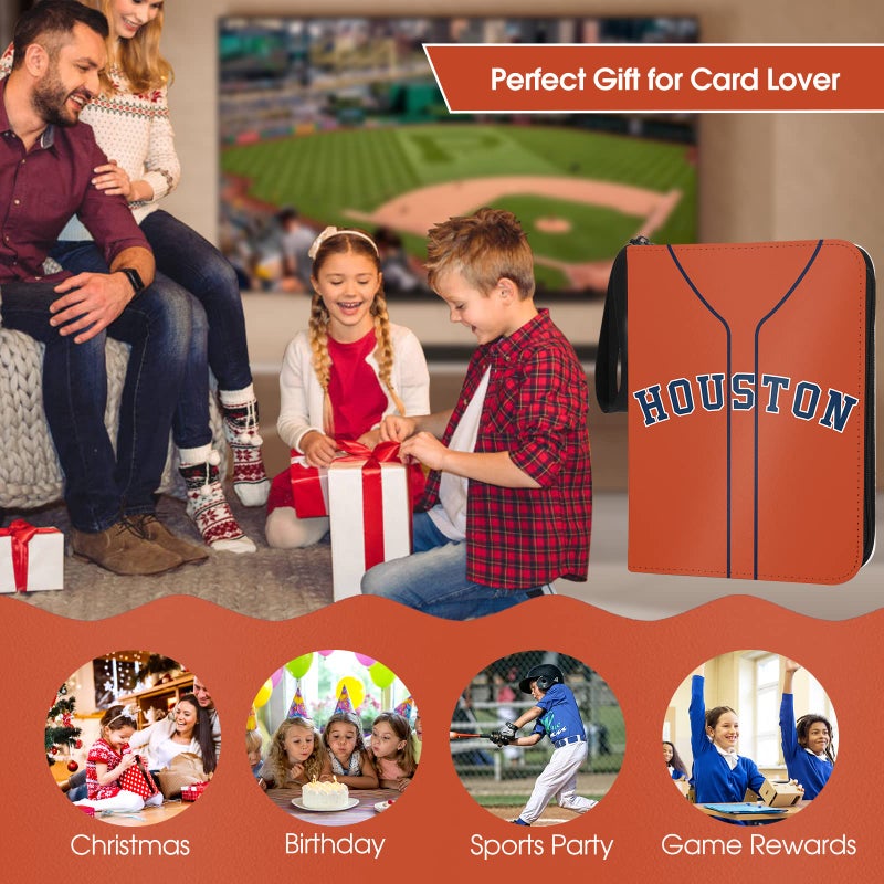 KivolFun Baseball Card Binder with Sleeves 900 Pocket  Houston Baseball Card Holder for Trading Cards Baseball Collector Album Sports Card 3 Ring Binder Storage Book Folder Organizer for Kids Gift  - Image 4