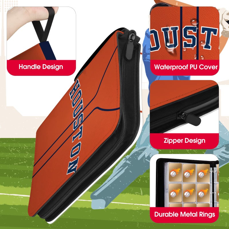 KivolFun Baseball Card Binder with Sleeves 900 Pocket  Houston Baseball Card Holder for Trading Cards Baseball Collector Album Sports Card 3 Ring Binder Storage Book Folder Organizer for Kids Gift  - Image 2