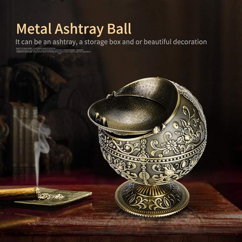 صينية سجائر معدنية كلاسيكية صندوق تخزين زخرفي بلون قلعة برونزية سبيكة مطلية كهربائياً - Image 3