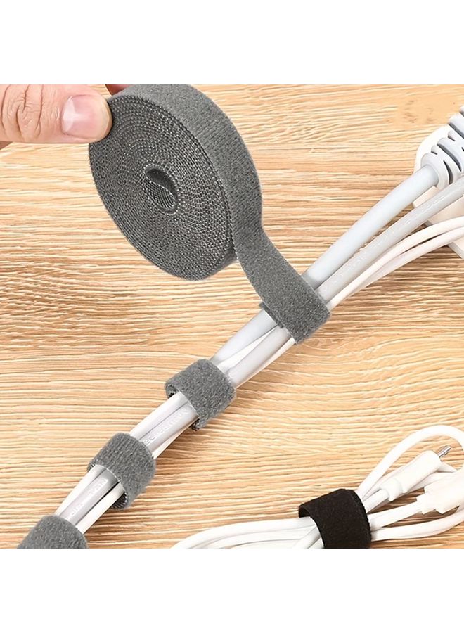 Reusable Hook And Loop Cable Ties 1 5cm x 3m White And Gray Wire Organizer Fastening Tape - Image 3