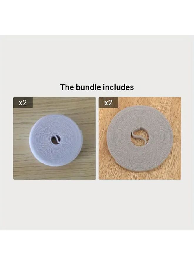 Reusable Hook And Loop Cable Ties 1 5cm x 3m White And Gray Wire Organizer Fastening Tape - Image 1