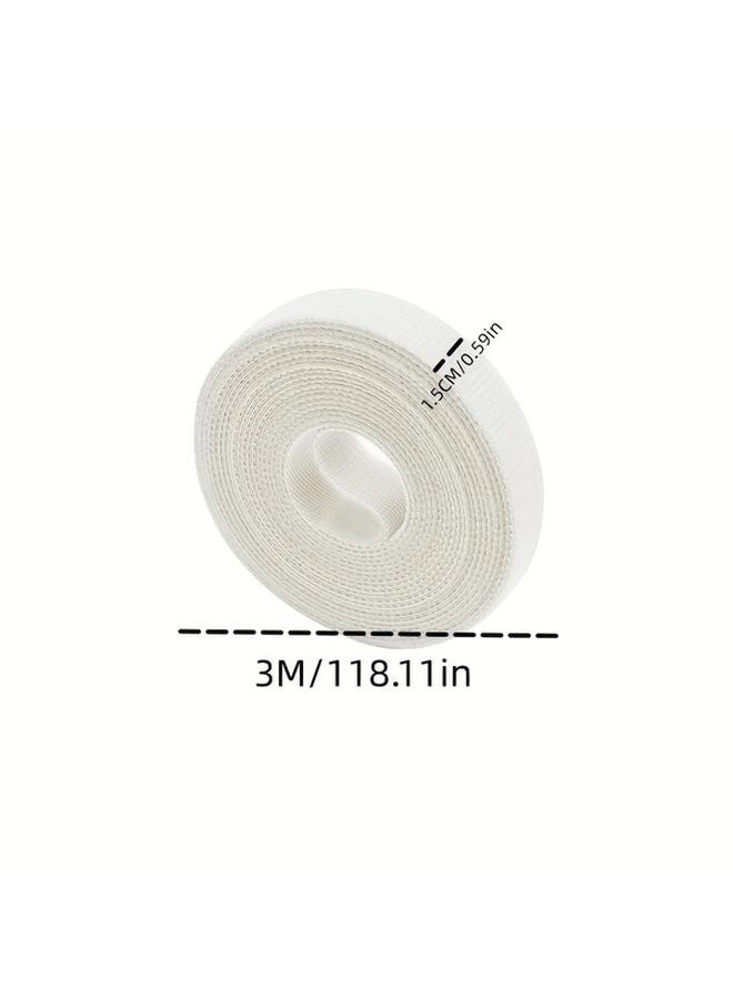 Reusable Hook And Loop Cable Ties 1 5cm x 3m White And Gray Wire Organizer Fastening Tape - Image 4