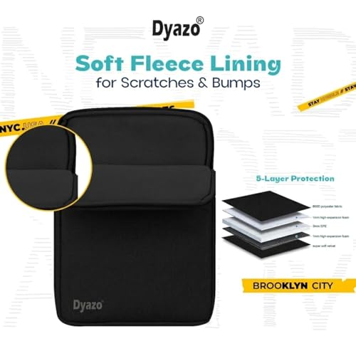 Dyazo Tablet Sleeve Case 9-11.6 Inch | Shockproof & Lightweight Pouch with Front Pocket | Compatible iPad Pro/Air/10.2, Samsung Galaxy Tab A9+/S9/S8, Realme, Honor X9, OnePlus, Xiaomi/Redmi Pad(Black) - Image 2