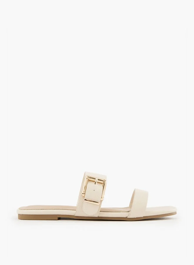 Buckle Accent Slip-On Flat Sandals