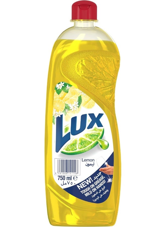 LUX Dishwashing Liquid, Lemon, 750ml - Tough on Grease, Refreshing Lemon Fragrance