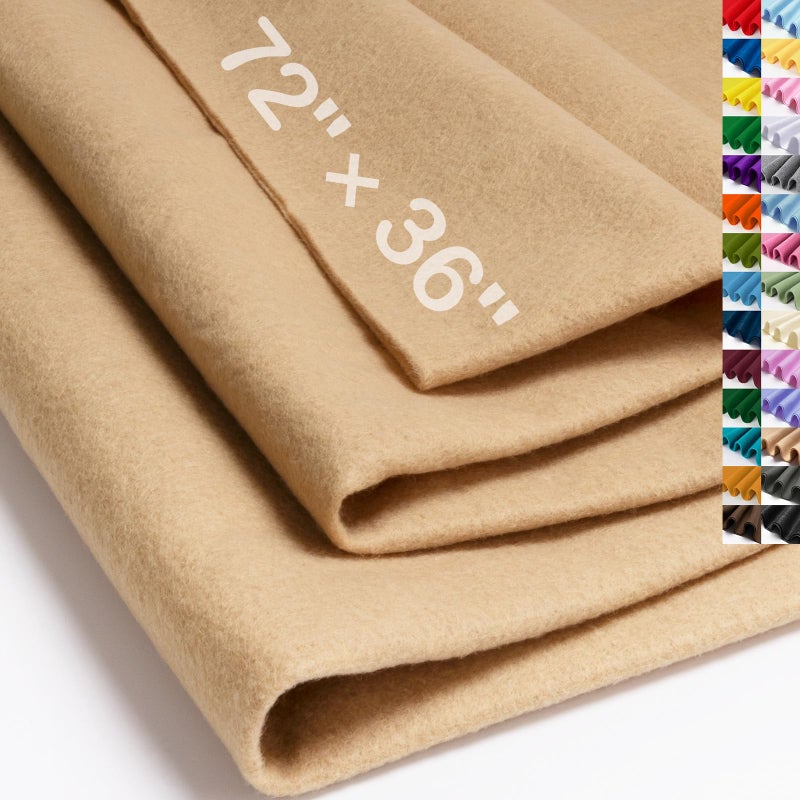 XSEINO Tan Large Felt Fabric 72" X 36 "(2 Square Yards), 1.4 mm Thick Soft Felt Fabric Sheet for Crafts, Yellow Series Colors Soft Nonwoven Fabric, Fit for Decoration, Sewing, DIY Crafts - Image 1