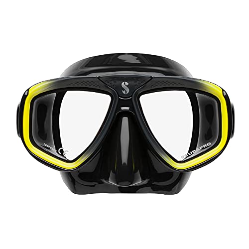 SCUBAPRO Zoom Scuba Mask with Ultra Clear Dual Lens and LensChange System for Optical Lenses for Diving BlackYellow - Image 1