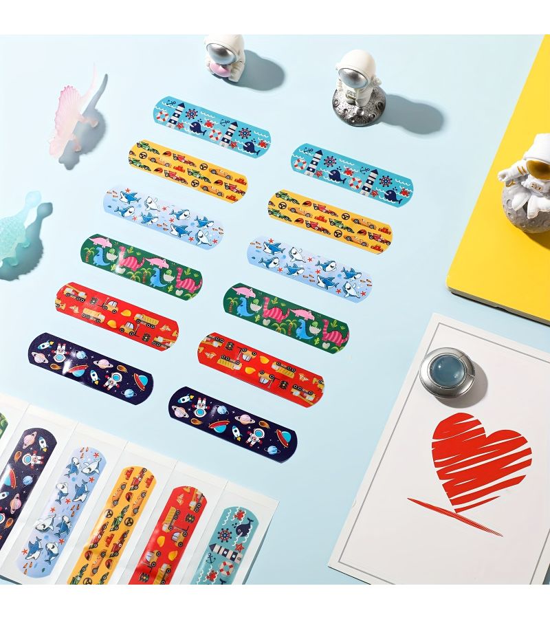 Cute Adhesive Strip Variety Pack 42 Pcs Unicorn Dinosaur Ladybug Airplane Hearts Design Color Coded Care For Parties First Aid Supplies - Image 3
