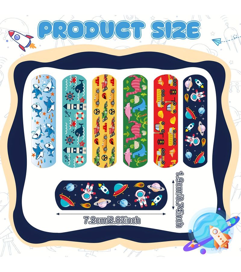 Cute Adhesive Strip Variety Pack 42 Pcs Unicorn Dinosaur Ladybug Airplane Hearts Design Color Coded Care For Parties First Aid Supplies - Image 2