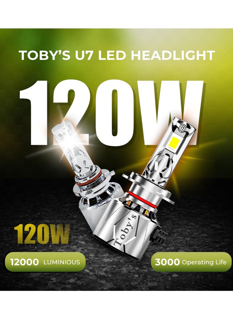 Toby's - Toby's U7 9005 /9006 120W/Pair Power Original Tested LED Headlight Assembly 12000 Lumens Bright Color With Temperature (6000K) - Image 1