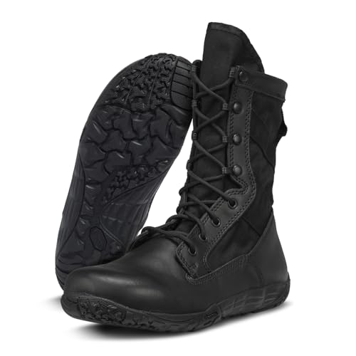 Belleville Mini-Mil TR102 8” Minimalist Tactical Boots for Men - Lightweight Leather for EMS - Zero-Drop Grip - Black Security Boots for Men - 10 - Image 1