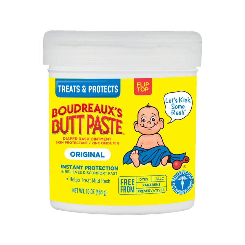 Boudreaux's Butt Paste Original Diaper Rash Cream, Ointment for Baby, 16 oz Flip-Top Jar - Image 1