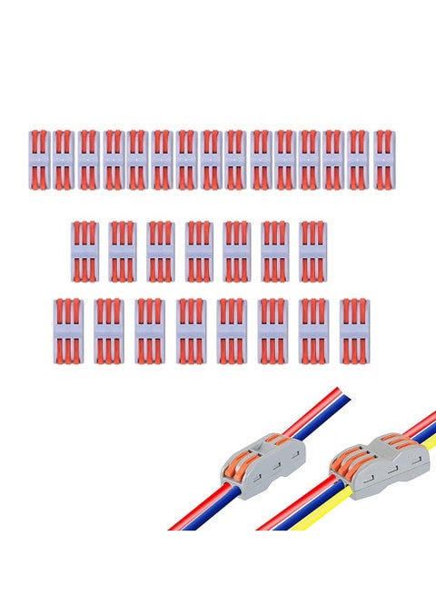 30PCS Compact Wire Conductor Connector  Lever Nut Assortment Conductor Wire Connectors for 2 and 3 Circuit Inline Splices Electrical Connectors Blocks Terminal Connectors for 28-12 AWG