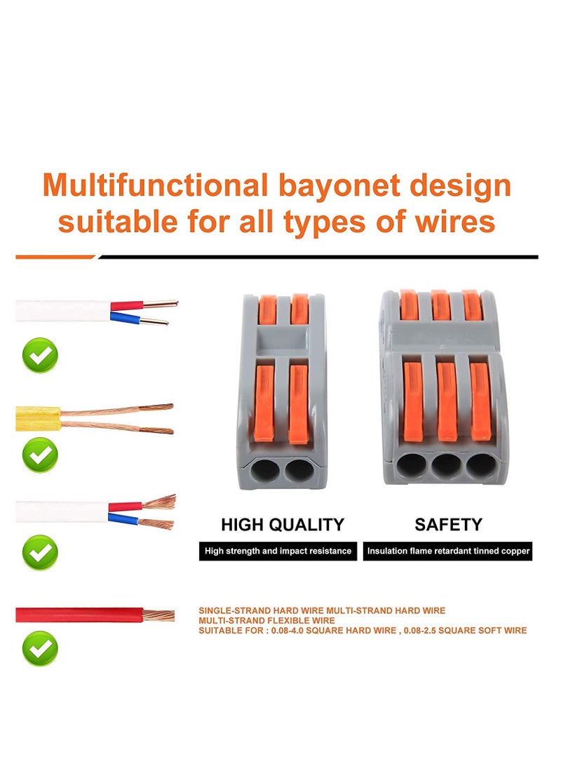 GUDOO - 30PCS Compact Wire Conductor Connector Aigreat Lever Nut Assortment Conductor Wire Connectors for 2 and 3 Circuit Inline Splices Electrical Connectors Blocks Terminal Connectors for 28-12 AWG - Image 1