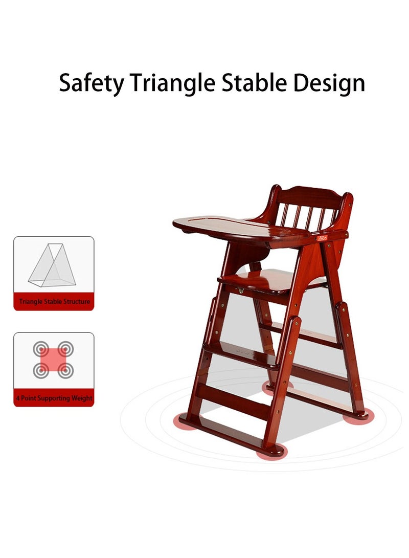 GT-Wheel Baby High Chair Wooden Design Foldable Dinning Chair with Adjustable Height - Image 4