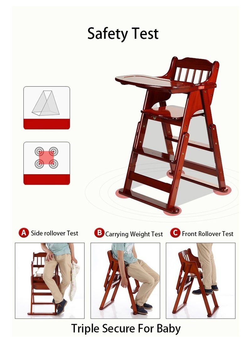 GT-Wheel Baby High Chair Wooden Design Foldable Dinning Chair with Adjustable Height - Image 2