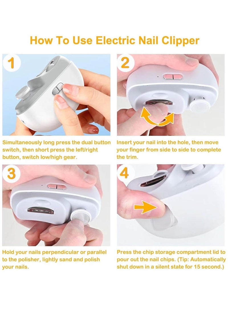 ELTRAZONE "Electric Automatic Nail Clipper – LED Light Fingernail Cutter and Polisher 2-in-1 with Nail Scraps Storage, Type-C Rechargeable Safety Trimmer for Babies, Kids, Adults, and Seniors" - Image 2